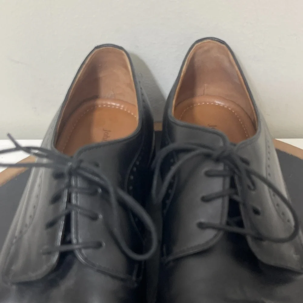 Johnston Murphy Henrick Plain Toe Men 10.5 Derby Black Full Grain Leather